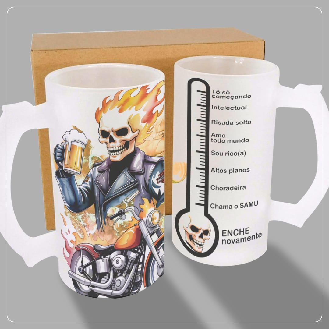 Caneca Chopp Vidro Jateado Cavaleiro Fantasma em Sarandi-PR
