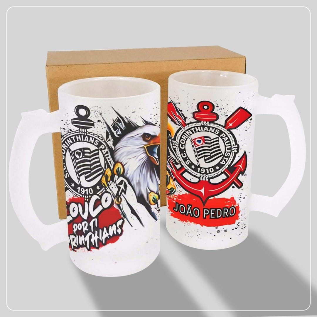 Caneca Chopp Vidro Jateado Corinthians em Sarandi-PR